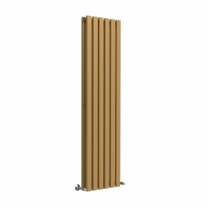 Lulea 1600 x 410mm Metallic Gold Double Flat Panel Vertical Designer Radiator