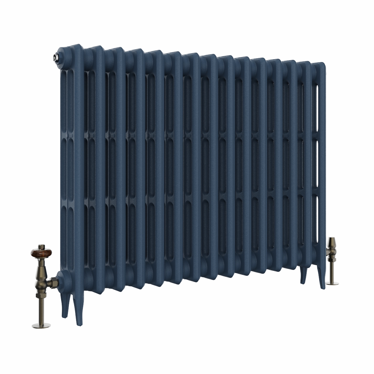 Classic  745 x 964mm  Farrow & Ball Hague Blue Triple Column Cast Iron Radiator - 15 Sections