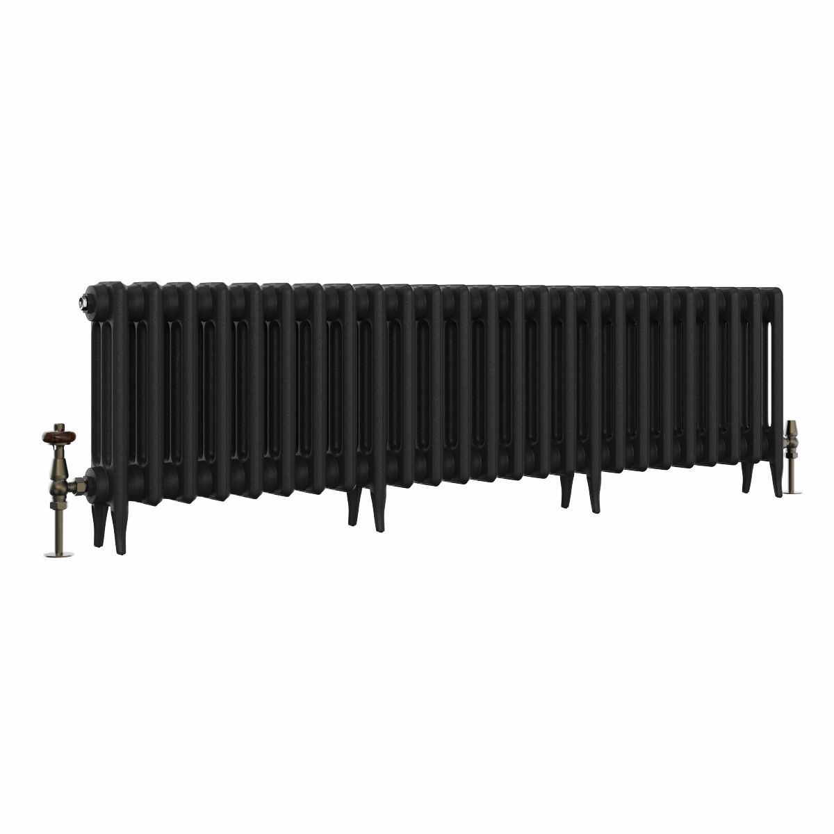 Classic 450 x 1584mm Black Primered Finish Triple Column Cast Iron Radiator - 25 Sections