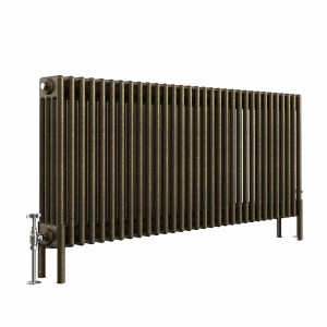 Bern 600 x 1460mm Black Gold Four Column Horizontal Traditional Radiator