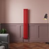 Norden 1600 x 237mm Signal Red Single Oval Column Vertical Designer Radiator
