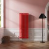 Bern 1800 x 200mm Traditional Signal Red Triple Vertical Column Radiator