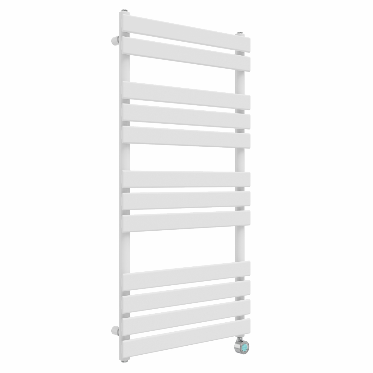 Juva 1200 x 600mm White Flat Panel Thermostatic Touch Control Electric Heated Towel Rail