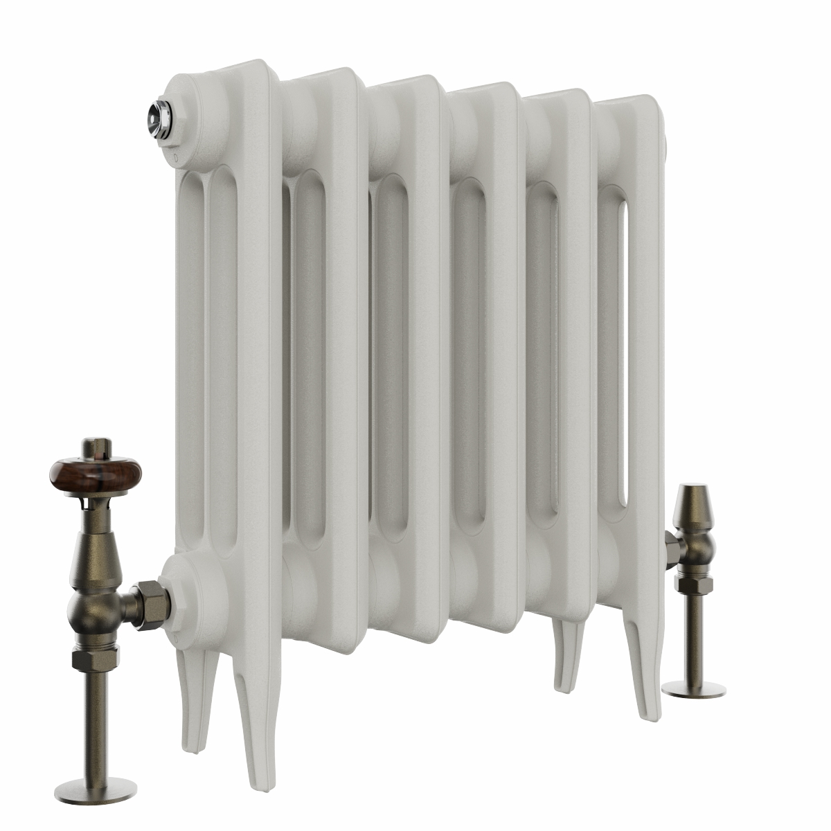 Classic  450 x 406mm  Porcelain White Triple Column Cast Iron Radiator - 6 Sections