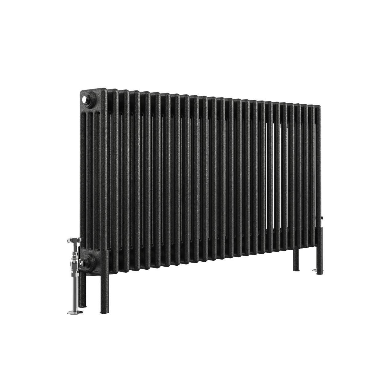 Bern 600 x 1190mm Black Silver Four Column Horizontal Traditional Radiator