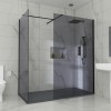 Wasdale 1200mm Wet Room Screen with 800mm Wet Room Screen - Black Smoked