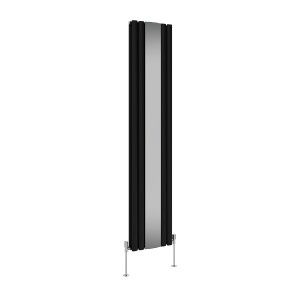 Norden 1800 x 380mm Black Mirror Double Panel Vertical Designer Radiator