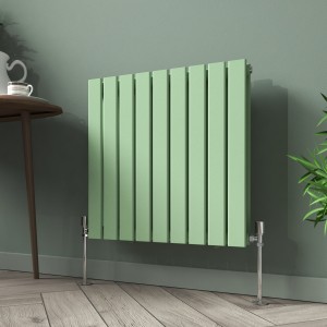Karlstad 600 x 614mm Pastel Green Double Flat Panel Horizontal Designer Radiator