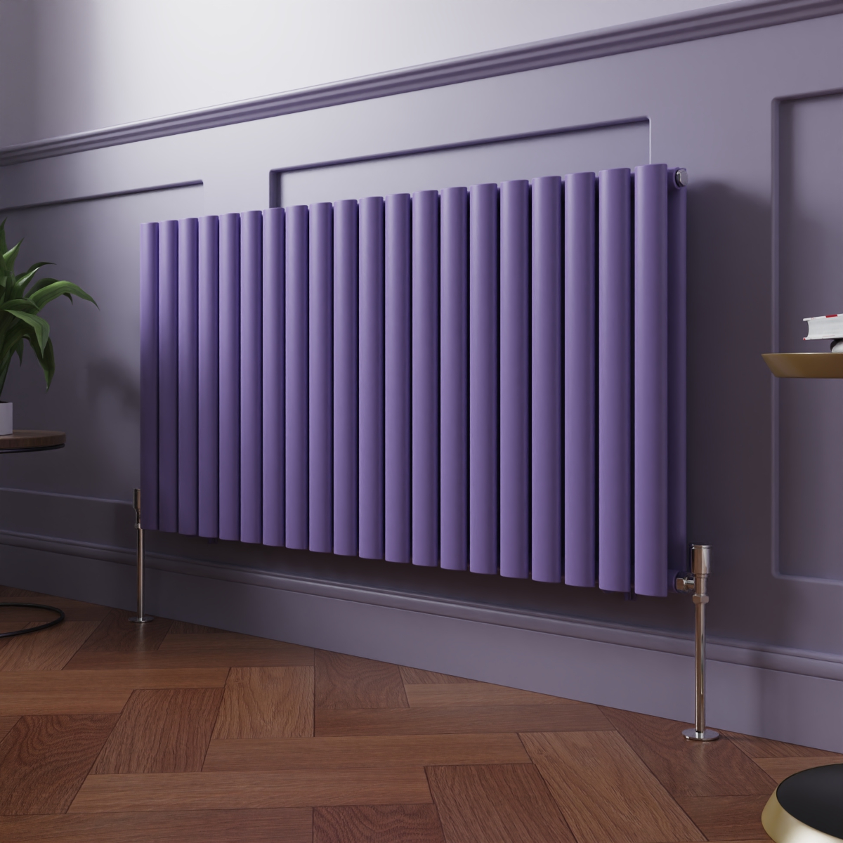 Norden 600 x 1181mm Elegant Purple Double Horizontal Oval Column Designer Radiator