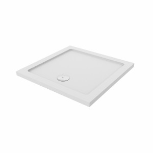 Essentials Anti-Slip 800 x 800mm Square Stone Shower Tray White