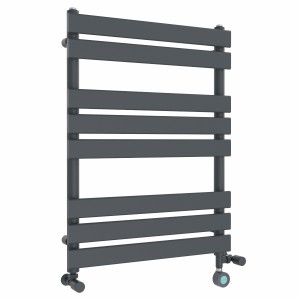 Juva 800 x 600mm Dual Fuel Sand Grey Flat Panel Thermostatic Touch Control Electric Heated Towel Rail