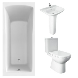 RAK Origin Modern Bathroom Suite and Single Ended Bath with Front Panel - 1700 x 750mm