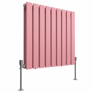 Karlstad 600 x 614mm Rose Pink Double Horizontal Flat Panel Designer Radiator