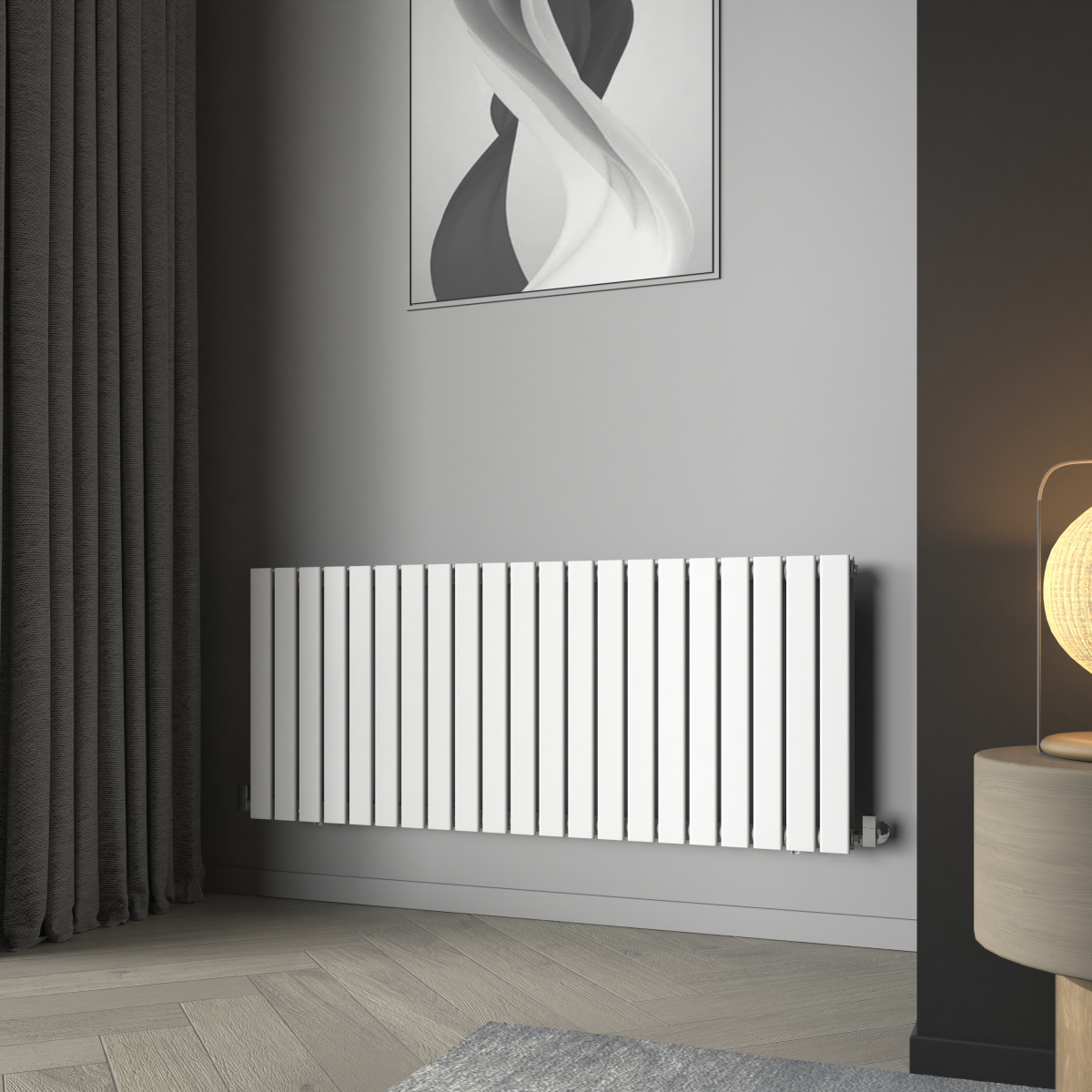Karlstad 600 x 1430mm White Double Horizontal Flat Panel Designer Radiator