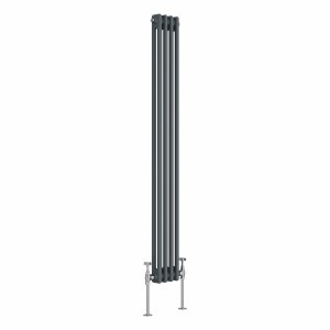 Bern 1500 x 200mm Anthracite Double Column Vertical Traditional Radiator