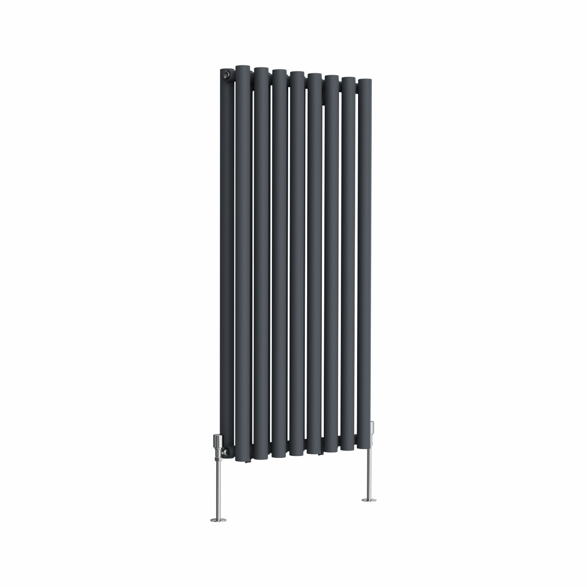 Voss 1200 x 545mm Anthracite Double Vertical Round Tube Designer Radiator