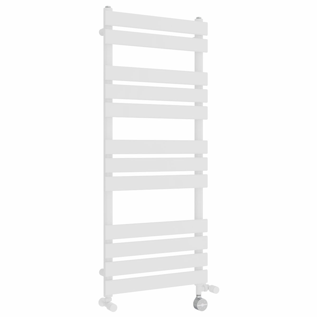 Juva 1200 x 500mm Dual Fuel White Flat Panel Thermostatic Touch Control Electric Heated Towel Rail