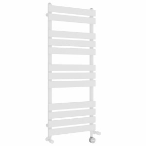Juva 1200 x 500mm Dual Fuel White Flat Panel Thermostatic Touch Control Electric Heated Towel Rail
