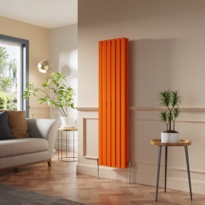 Lulea 1600 x 410mm Bright Orange Double Flat Panel Vertical Designer Radiator