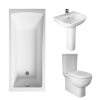 RAK Tonique Close Coupled Closed Back Modern Bathroom Suite and Single Ended Bath with Front Panel - 1400 x 700mm