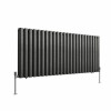 Norden 600 x 1417mm Black Silver Double Oval Column Horizontal Designer Radiator