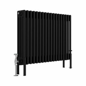 Bern 600 x 830mm Black Four Column Horizontal Traditional Radiator