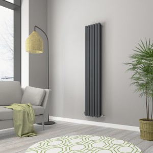 Norden 1800 x 355mm Anthracite Double Vertical Oval Tube Designer Radiator