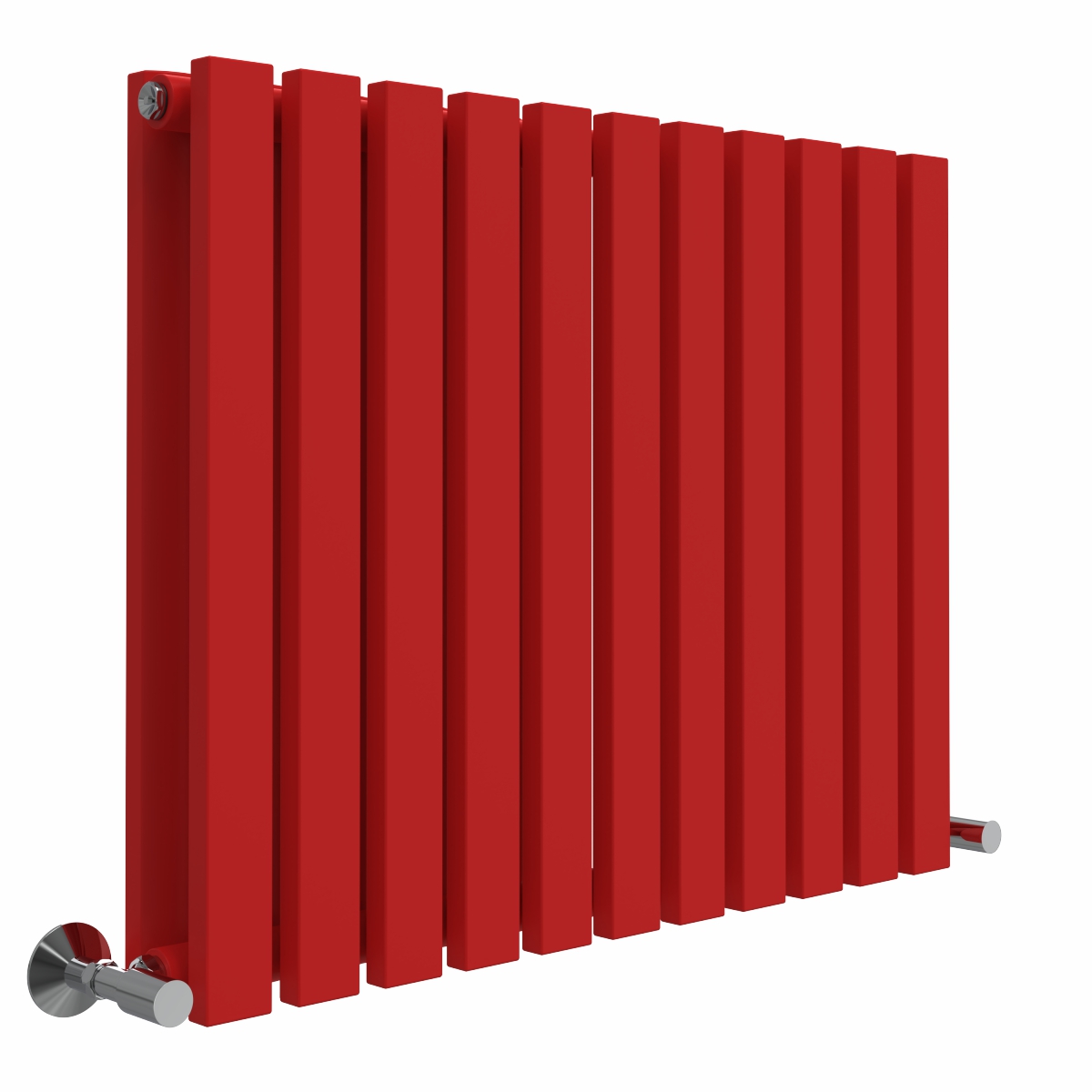 Lulea 600 x 760mm Signal Red Double Flat Panel Horizontal Designer Radiator