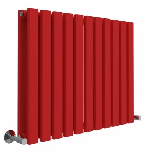 Lulea 600 x 760mm Signal Red Double Flat Panel Horizontal Designer Radiator