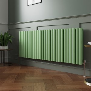 Norden 600 x 1594mm Pastel Green Double Oval Column Horizontal Designer Radiator