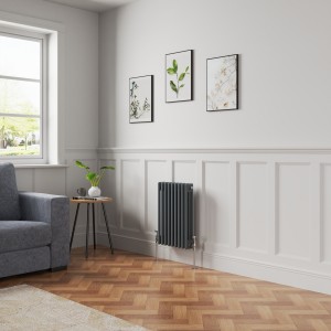 Bern 600 x 425mm Anthracite Triple Column Horizontal Traditional Radiator