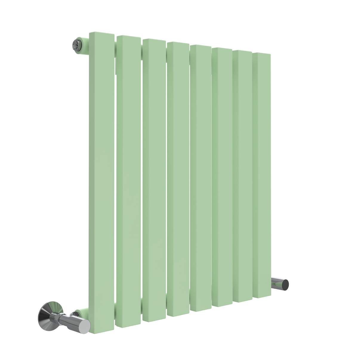 Lulea 600 x 550mm Pastel Green Single Flat Panel Horizontal Designer Radiator