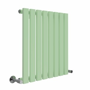 Lulea 600 x 550mm Pastel Green Single Flat Panel Horizontal Designer Radiator