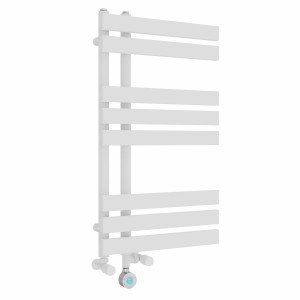 Koli 800 x 450mm Dual Fuel White Thermostatic Touch Control Electric Heated Towel Rail