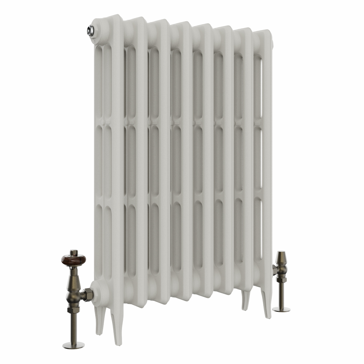 Classic  745 x 530mm  Porcelain White Triple Column Cast Iron Radiator - 8 Sections