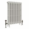 Classic  745 x 530mm  Porcelain White Triple Column Cast Iron Radiator - 8 Sections