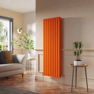 Lulea 1600 x 550mm Bright Orange Double Flat Panel Vertical Designer Radiator