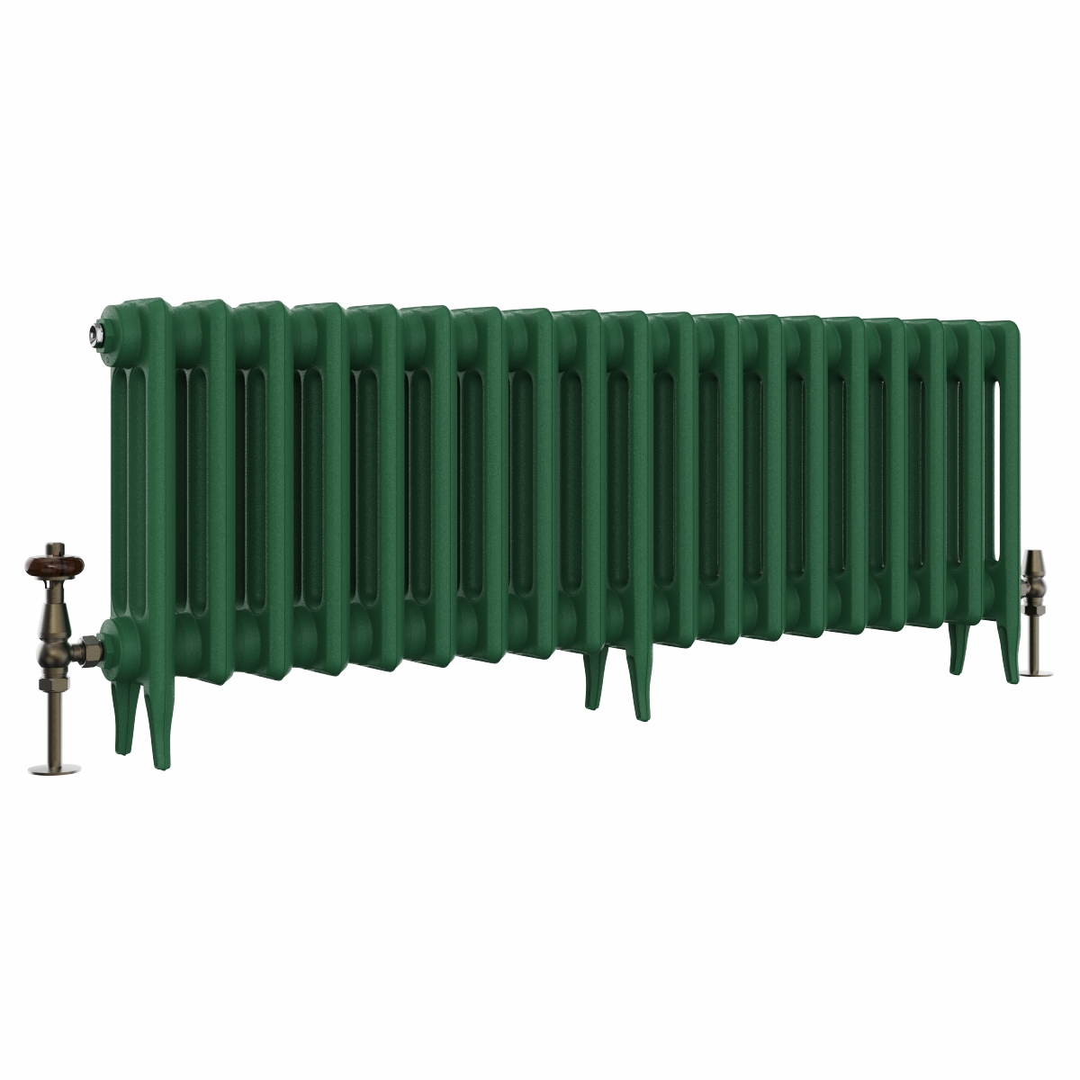 Classic  450 x 1212mm Farrow & Ball Duck Green Triple Column Cast Iron Radiator - 19 Sections