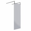 Wasdale 760mm Black Smoked Walk Through Wet Room Screen With L-Shape Support Arms