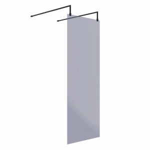 Wasdale 760mm Black Smoked Walk Through Wet Room Screen With L-Shape Support Arms
