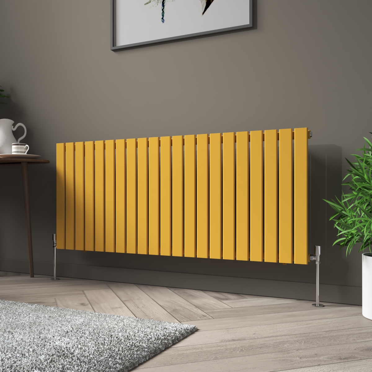 Karlstad 600 x 1430mm Zinc Yellow Single Horizontal Flat Panel Designer Radiator