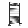 Fjord 800 x 500mm Dual Fuel Curved Black Thermostatic Electric Heated Towel Rail