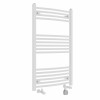 Fjord 1000 x 600mm Dual Fuel Curved White Thermostatic Electric Heated Towel Rail