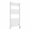 Fjord 1200 x 600mm Dual Fuel Curved White Thermostatic Electric Heated Towel Rail