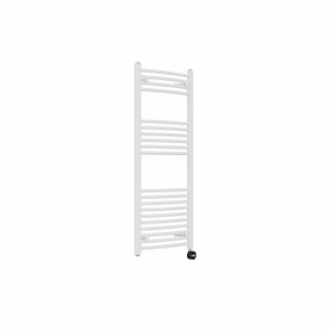 Fjord 1200 x 500mm Curved White Thermostatic Touch Control Electric Heated Towel Rail