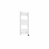 Fjord 1000 x 500mm Curved White Thermostatic Touch Control Electric Heated Towel Rail
