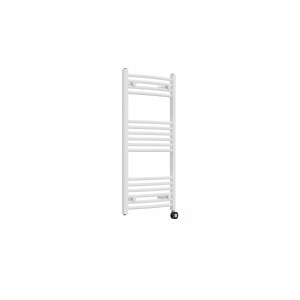 Fjord 1000 x 500mm Curved White Thermostatic Touch Control Electric Heated Towel Rail