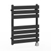 Juva 650 x 500mm Satin Black Flat Panel Electric Thermostatic Heated Designer Towel Rail