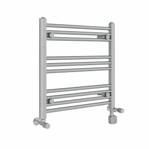Bergen 600 x 600mm Dual Fuel Straight Chrome Thermostatic Electric Heated Towel Rail