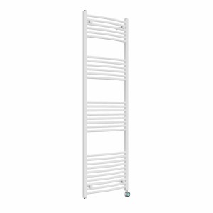 Fjord 1800 x 600mm Curved White Thermostatic Touch Control Electric Heated Towel Rail